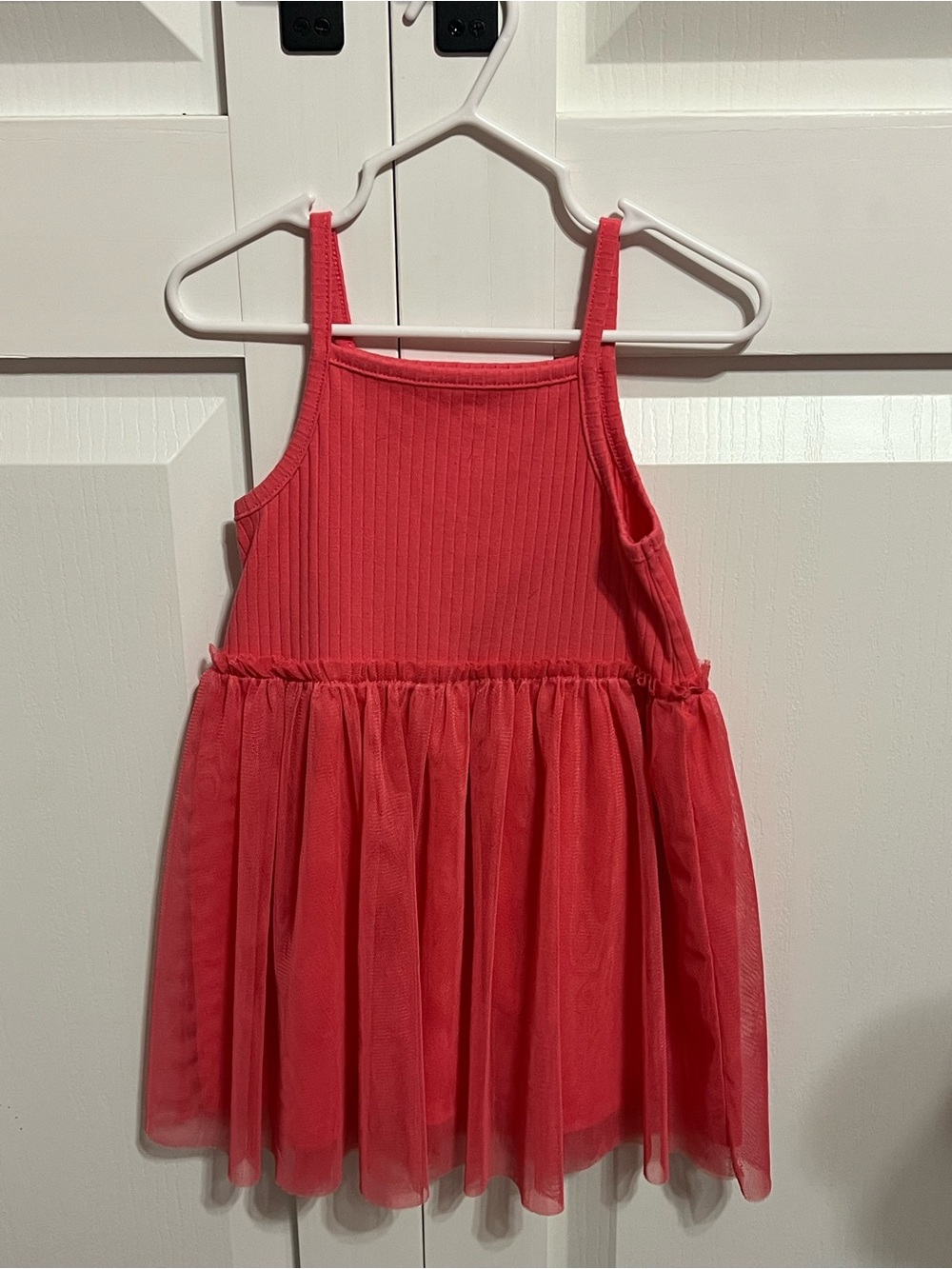 Girls Coral Tulle Tank Dress - Classic Summer Style